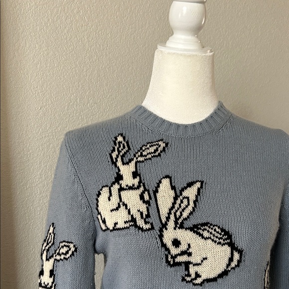 Prada Blue Rabbit Intarsia Wool Sweater - Picture 2 of 3
